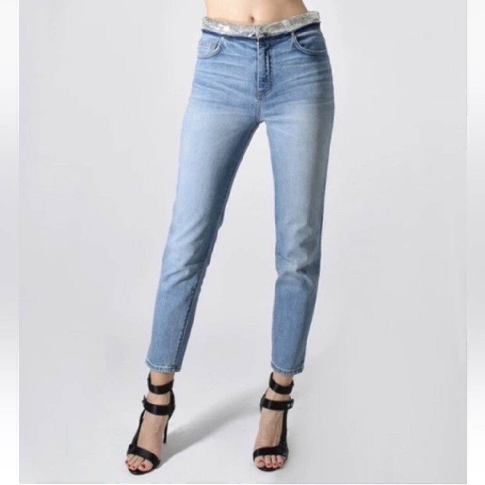IRO JONES Light Blue Sequin High Waist Ankle Jeans 25